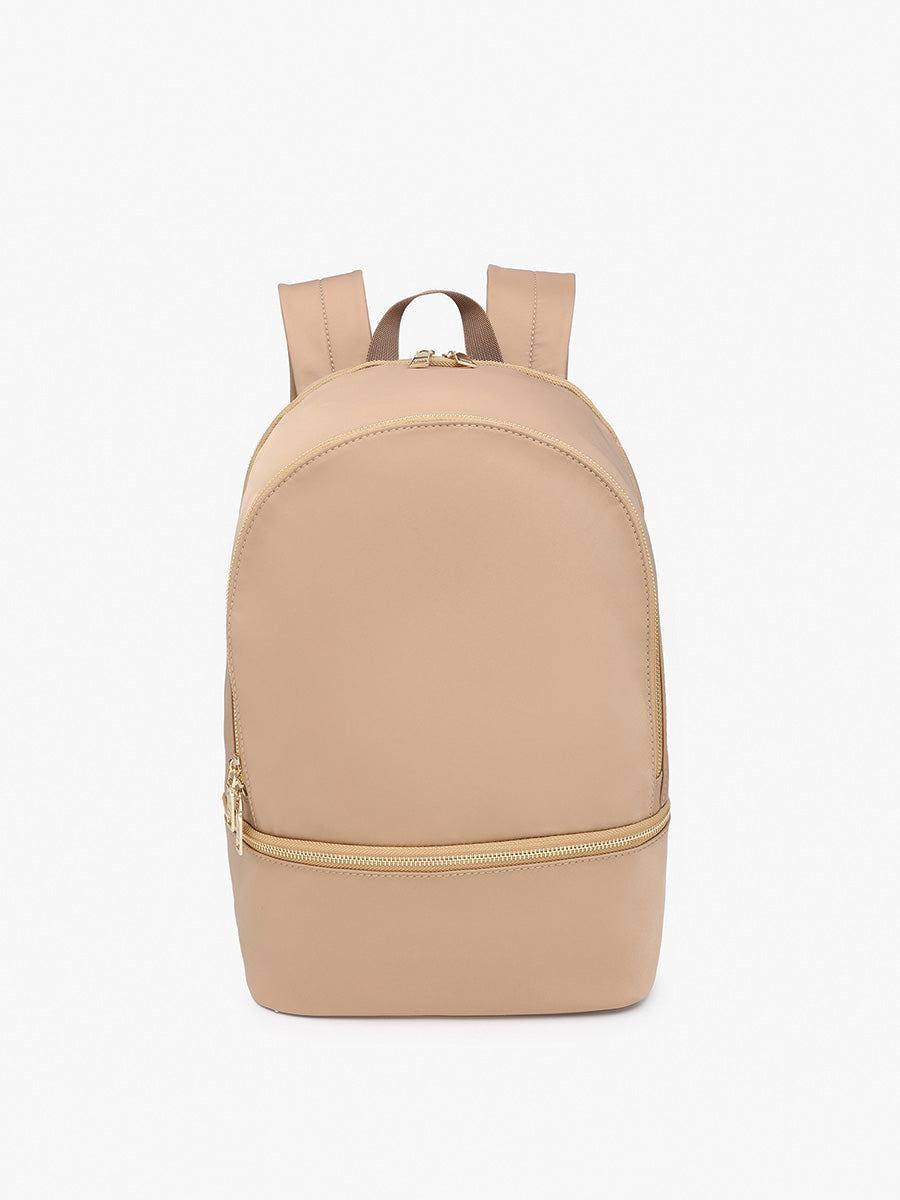 Frances Nylon Backpack Tan - Jen & Co. vegan handbag