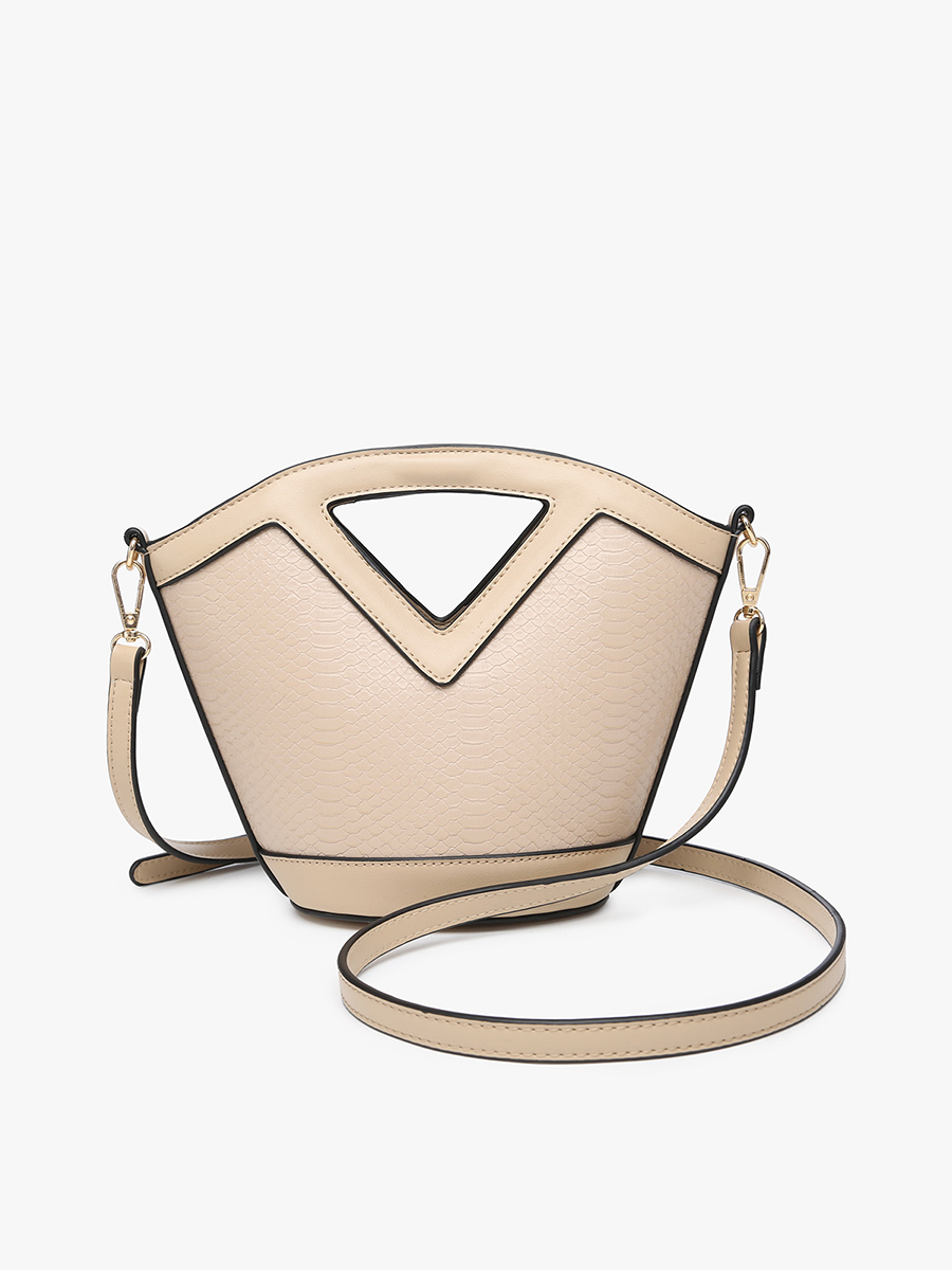 Ashlyn Vegan Snake Bucket Bag Beige - Jen & Co. vegan handbag
