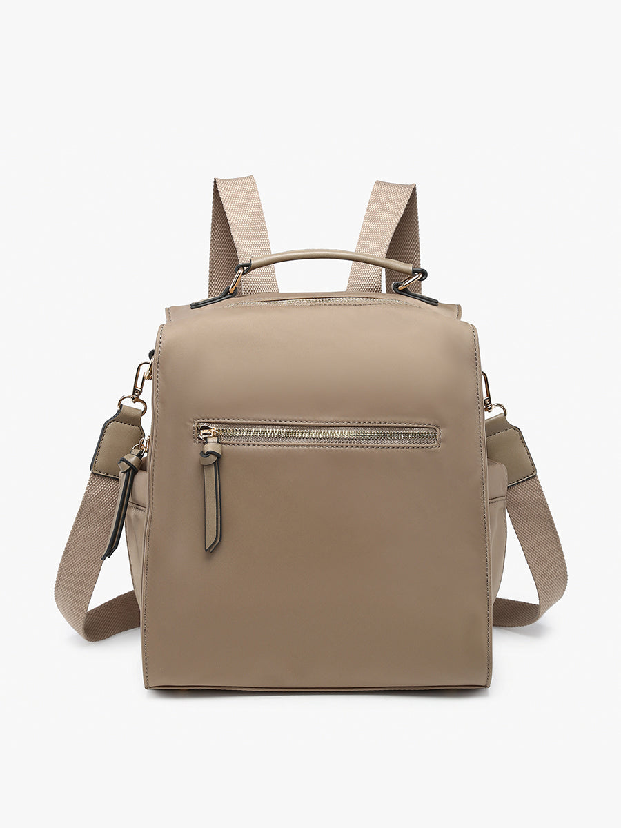 Laura Nylon Backpack Taupe - Jen & Co. vegan handbag