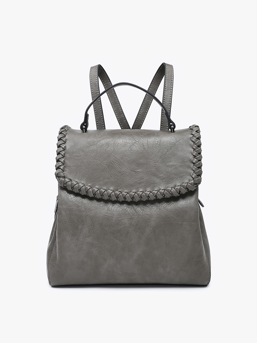 Blossom Vegan Whipstitch Backpack Charcoal - Jen & Co. vegan handbag