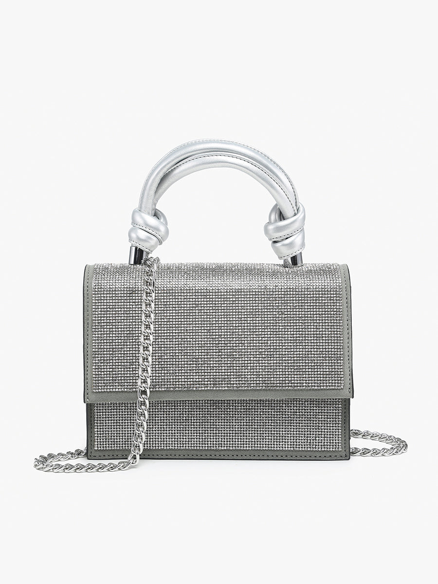 Remi Rhinestone Crossbody Silver - Jen & Co. vegan handbag