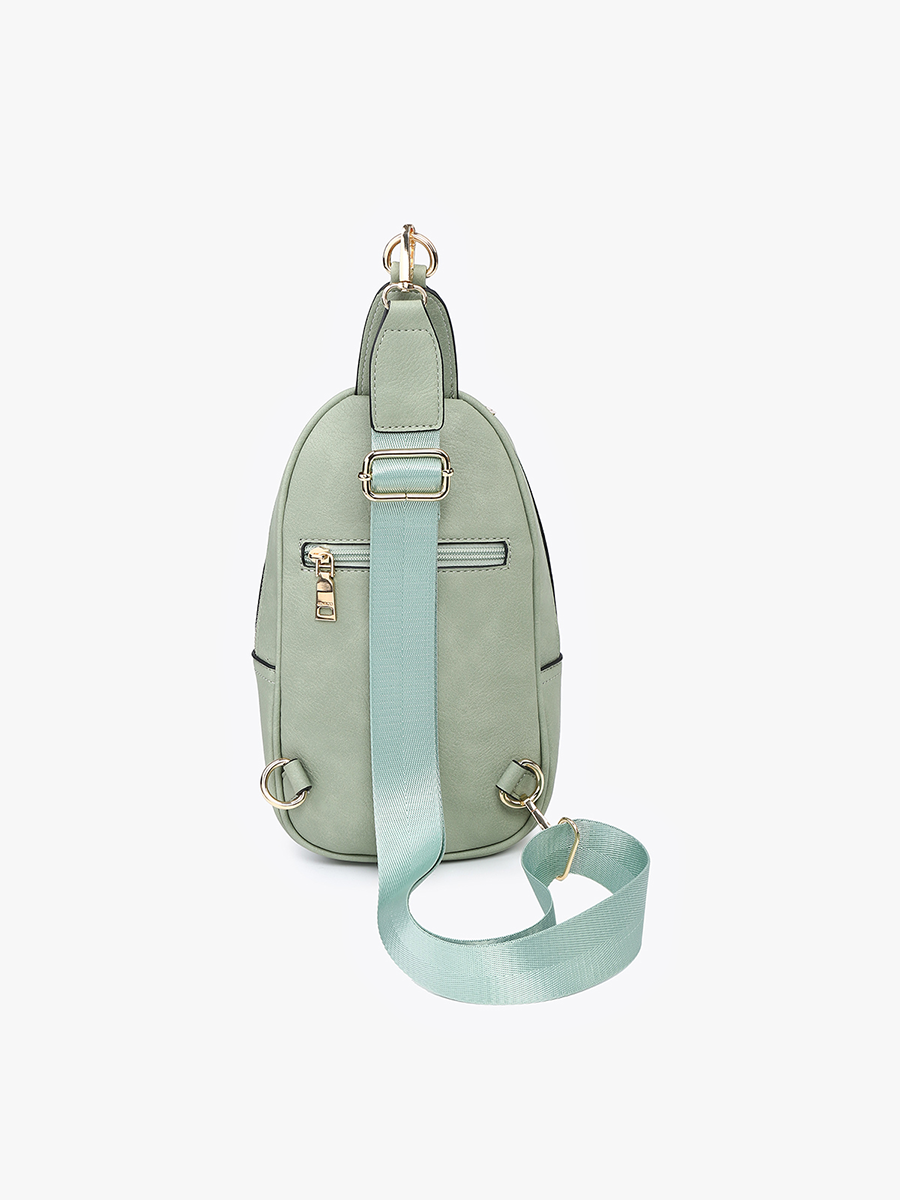 Pamela Vegan Double Zip Sling Bag - Jen & Co. vegan handbag