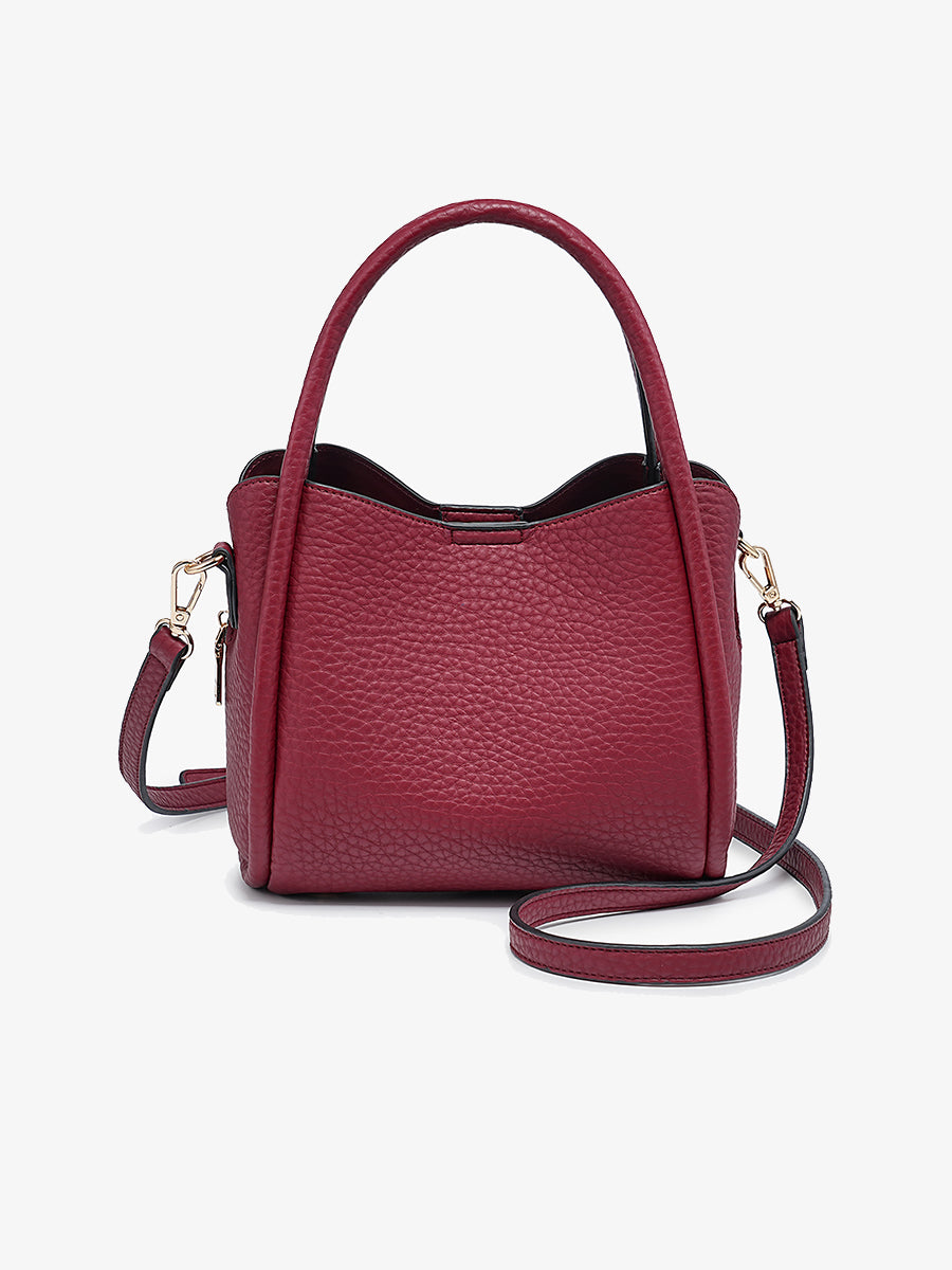 Ruby Vegan Shaped Satchel Merlot - Jen & Co. vegan handbag