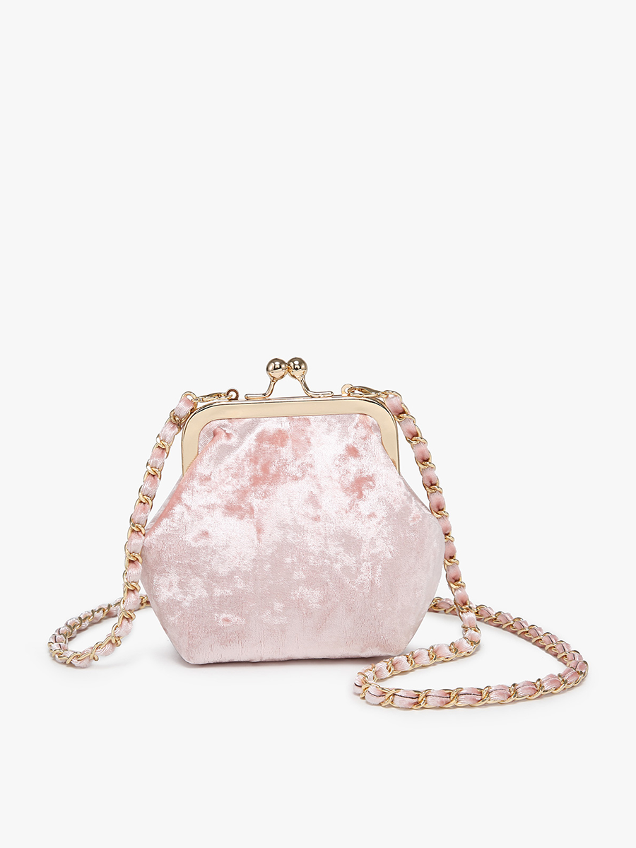 Cleo Velvet Coin Pouch Pink - Jen & Co. vegan handbag
