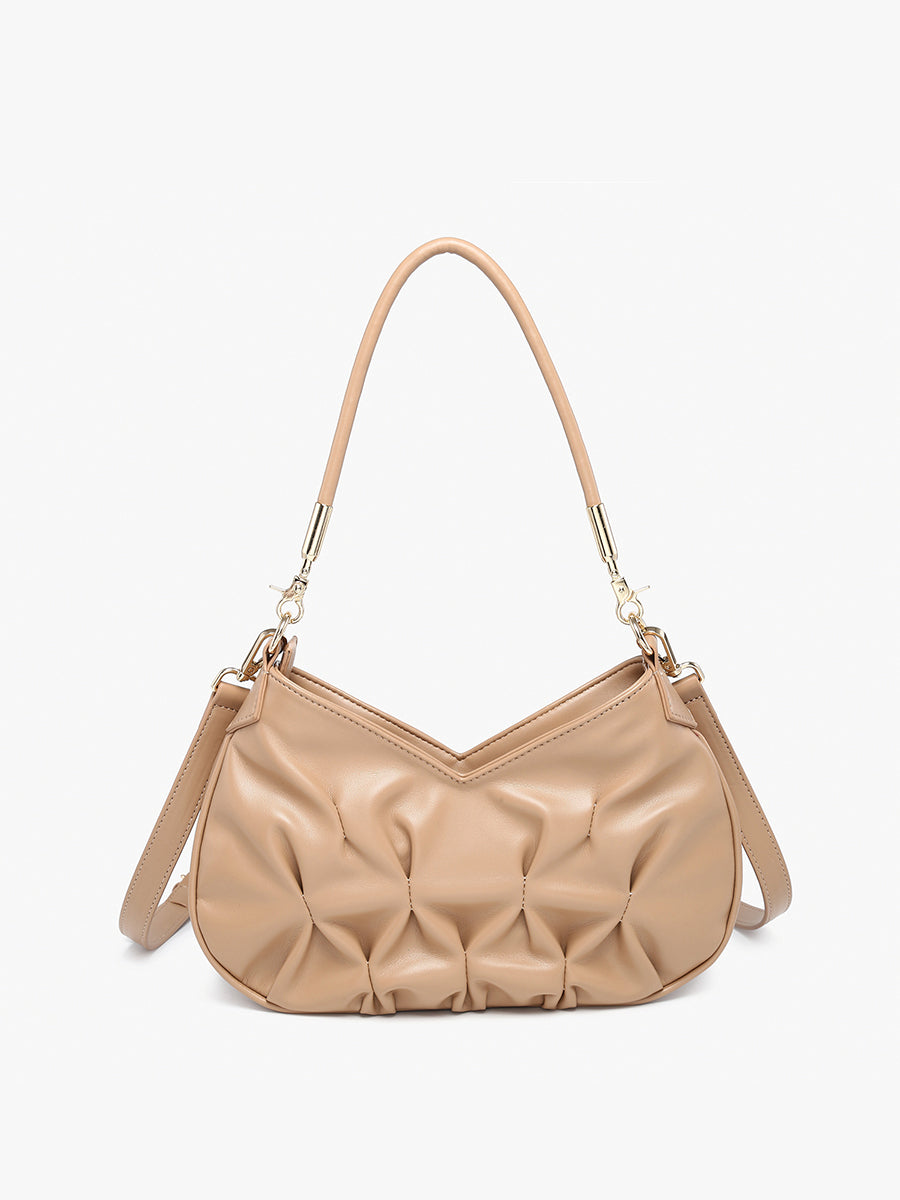 Matilda Vegan Ruched Shoulder Bag Taupe - Jen & Co. vegan handbag