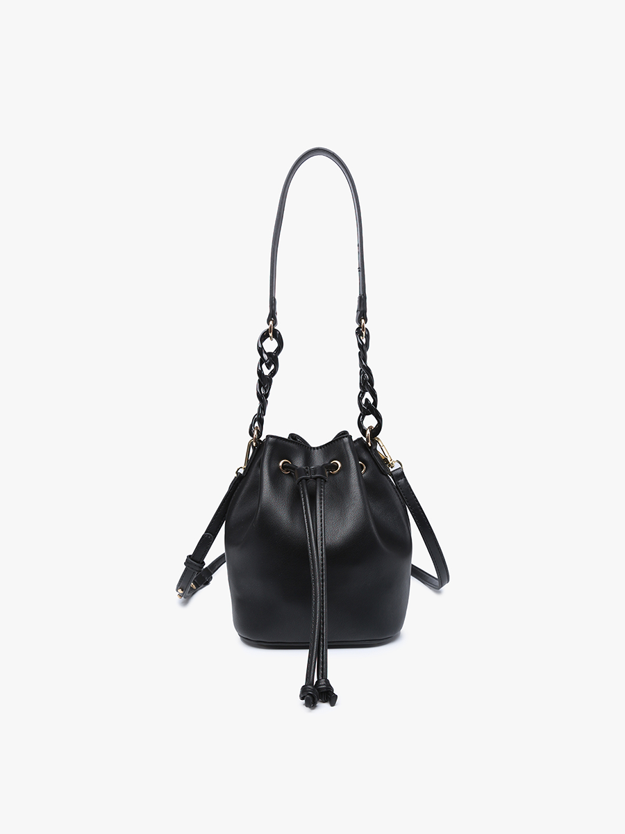 Cordelia Vegan Drawstring Bucket Bag Black - Jen & Co. vegan handbag