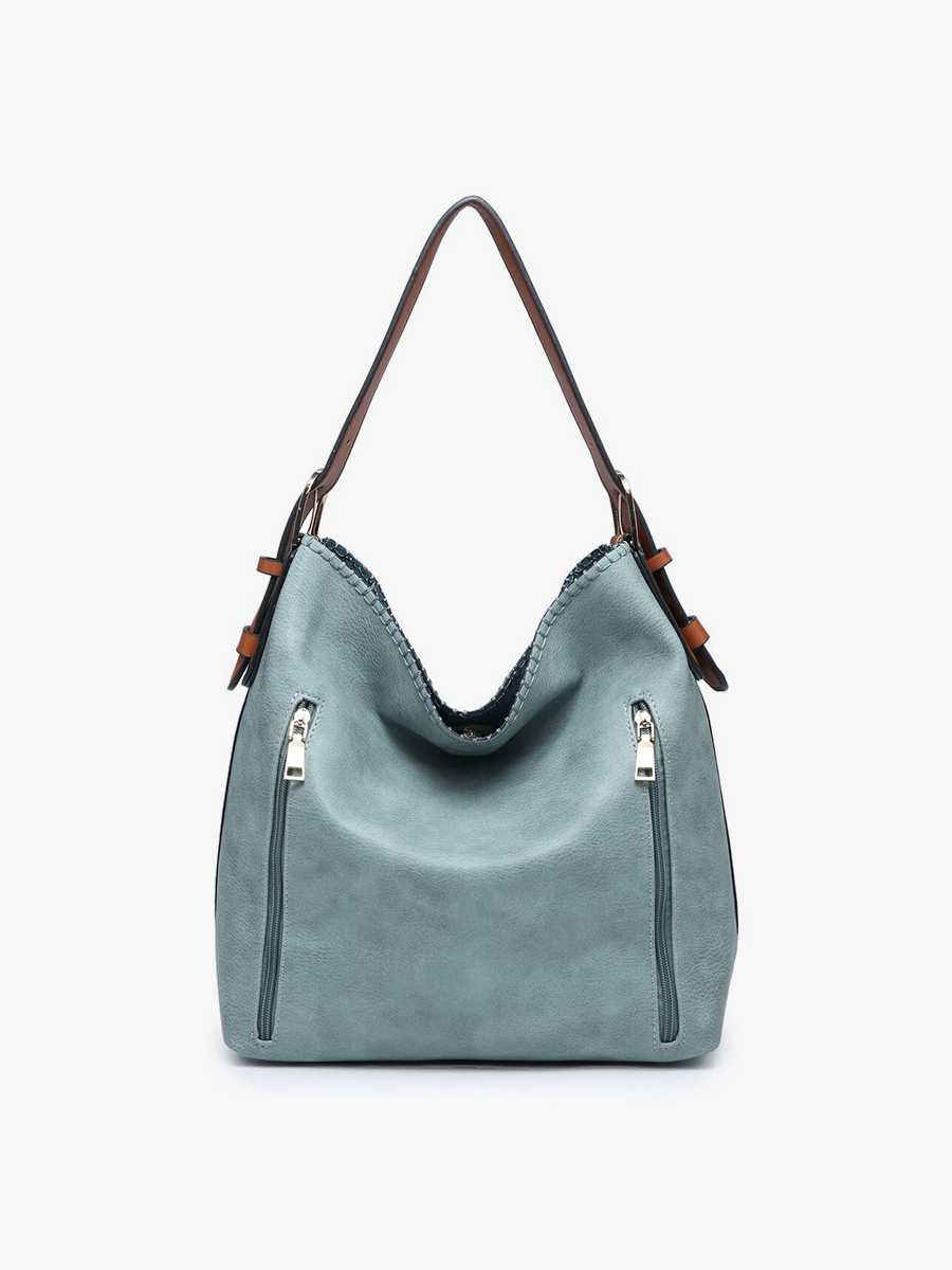 Alexa Vegan Hobo in Teal - Jen & Co. vegan handbag