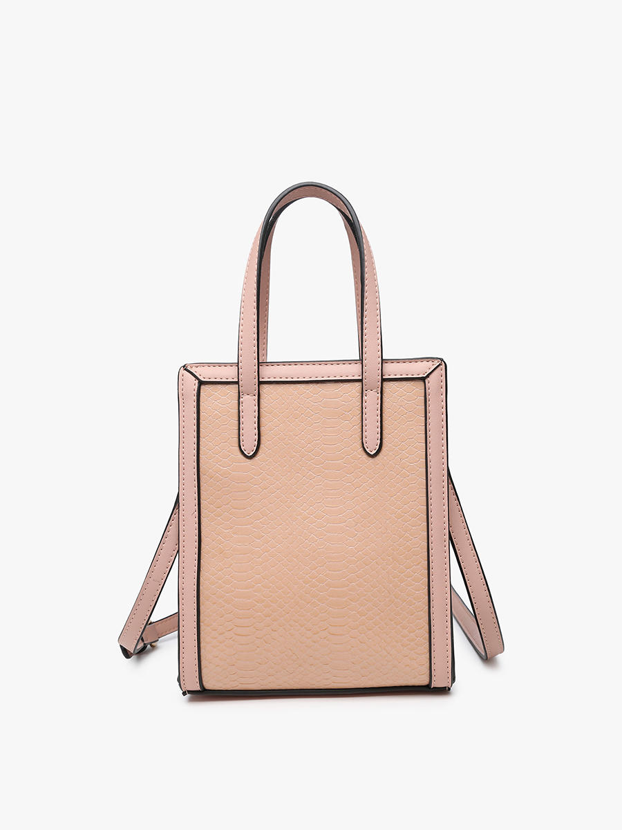 Emmie Vegan Snake Rectangular Satchel Pink - Jen & Co. vegan handbag