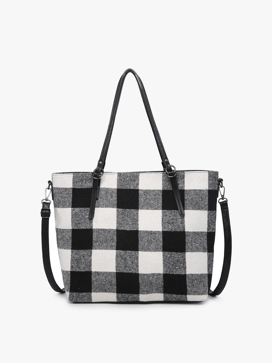Ingrid Vegan Tote in Black White - Jen & Co. vegan handbag