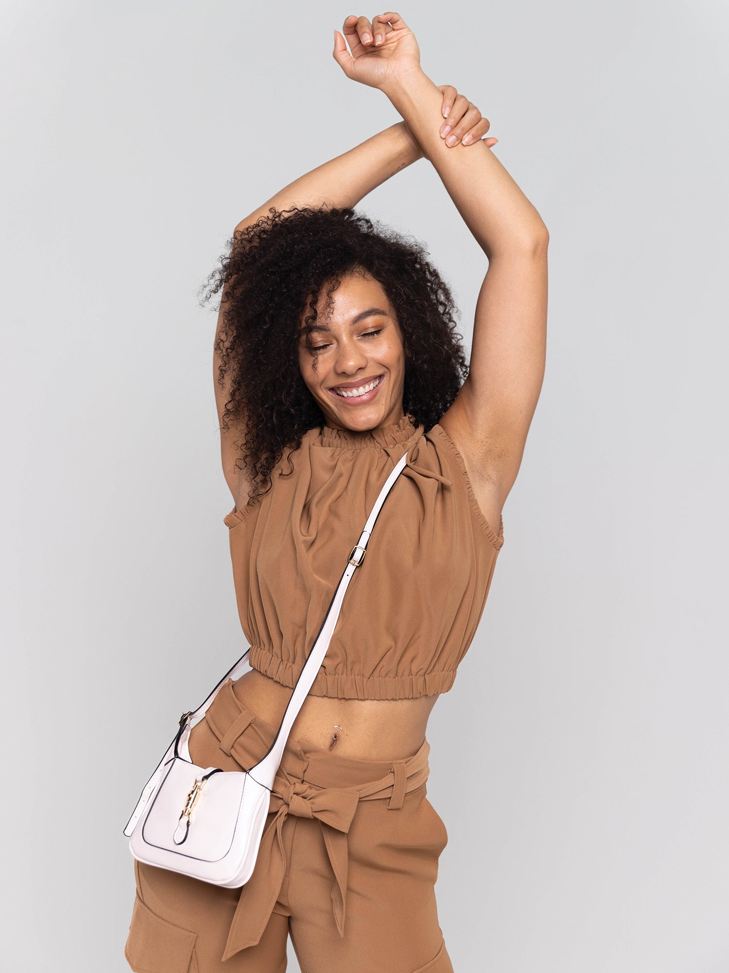 Stelliana Vegan Metal Lock Crossbody - Jen & Co. vegan handbag