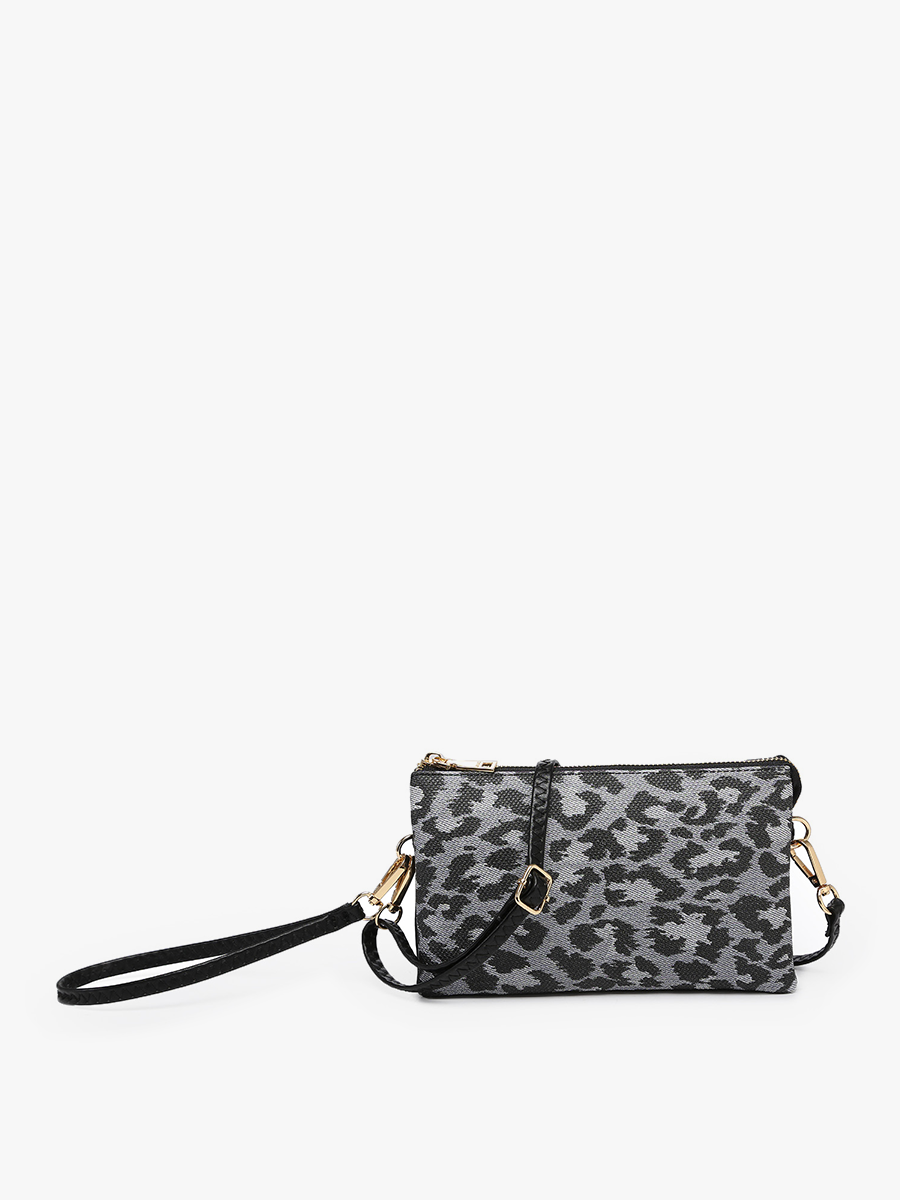 Riley Vegan Leopard Crossbody in Black Grey - Jen & Co. vegan handbag
