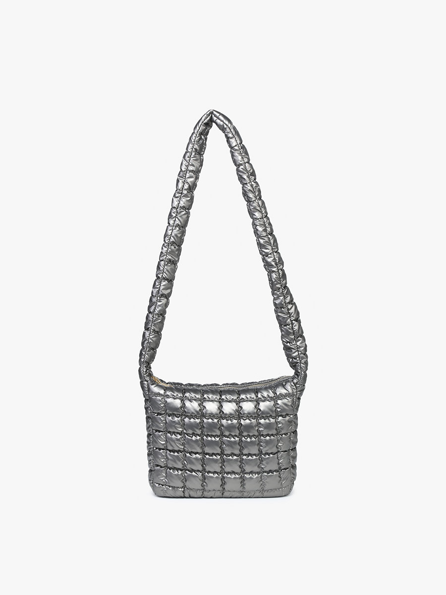 Katie Vegan Puffer Crossbody in Gunmetal - Jen & Co. vegan handbag