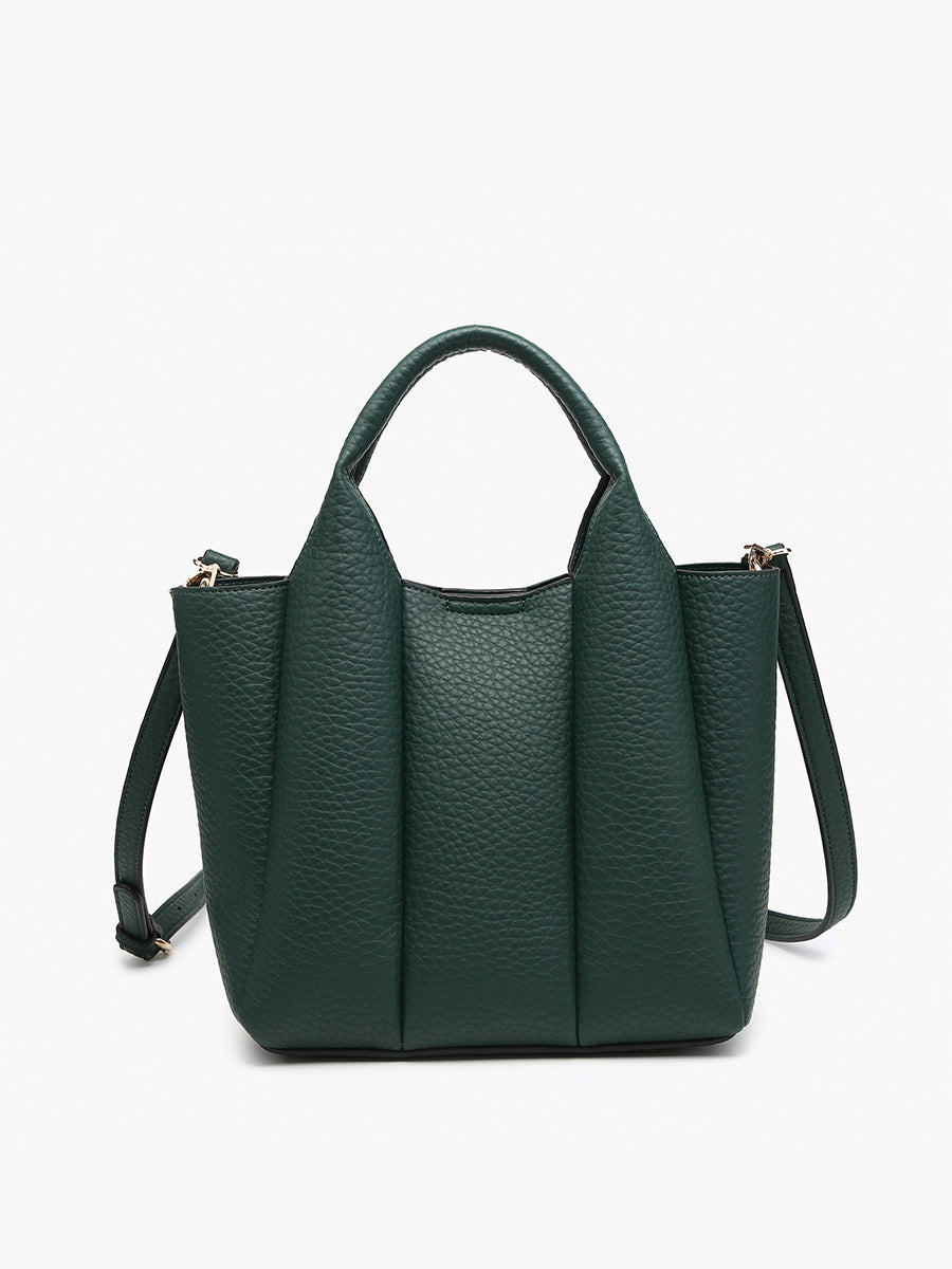 Maddox Vegan Pleated Satchel Hunter Green - Jen & Co. vegan handbag