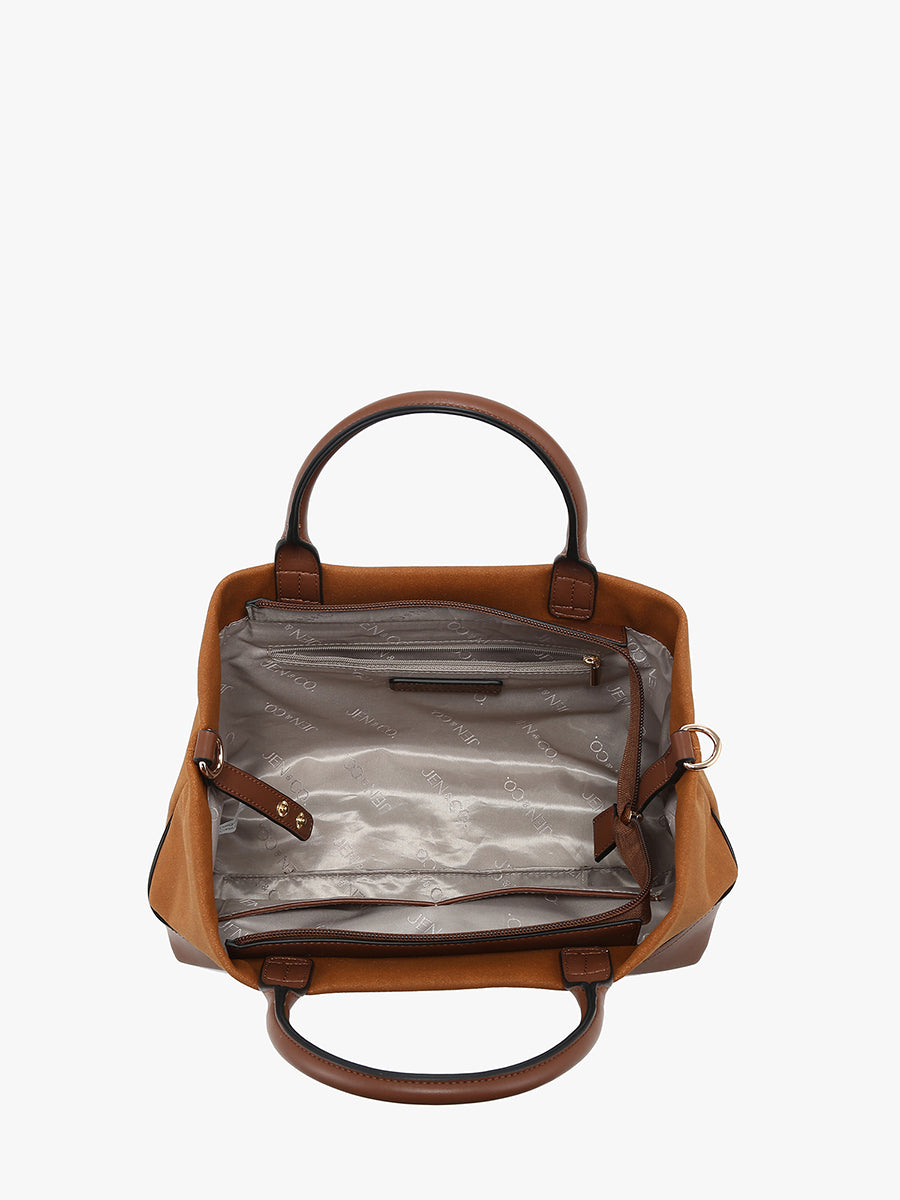 Ximena Vegan Suede Satchel - Jen & Co. vegan handbag