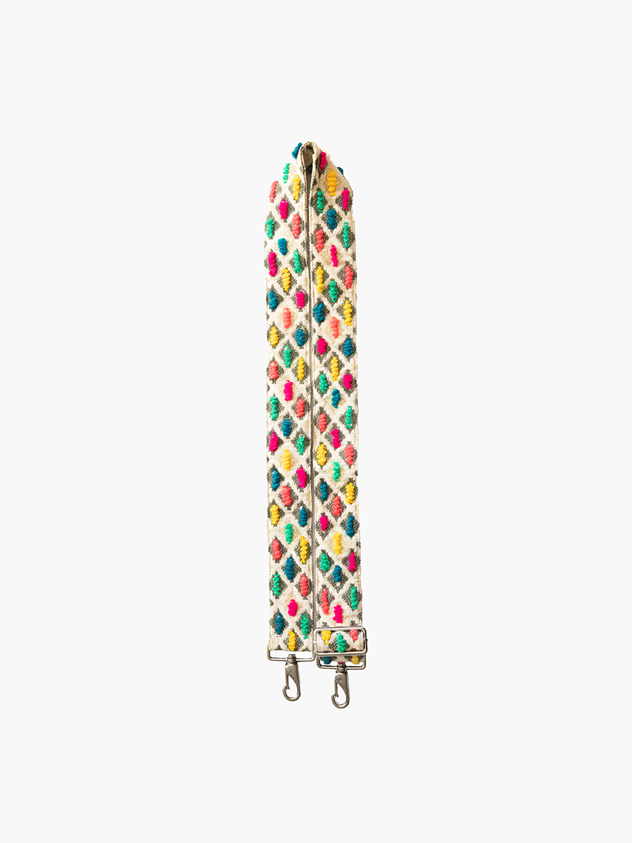 Cotton Guitar Strap Multi - Jen & Co. vegan handbag