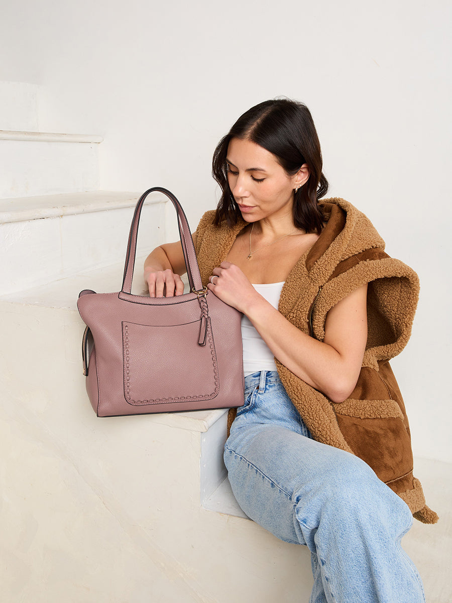 Hunter Vegan Distressed Tote - Jen & Co. vegan handbag
