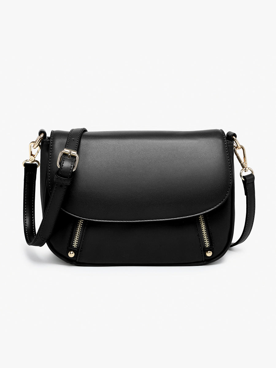 Lindsay Vegan Dual Zip Crossbody Black - Jen & Co. vegan handbag