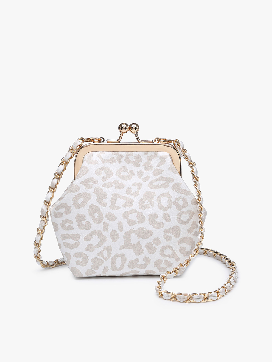 Cleo Coin Pouch in Cheetah-Lt. Grey - Jen & Co. vegan handbag