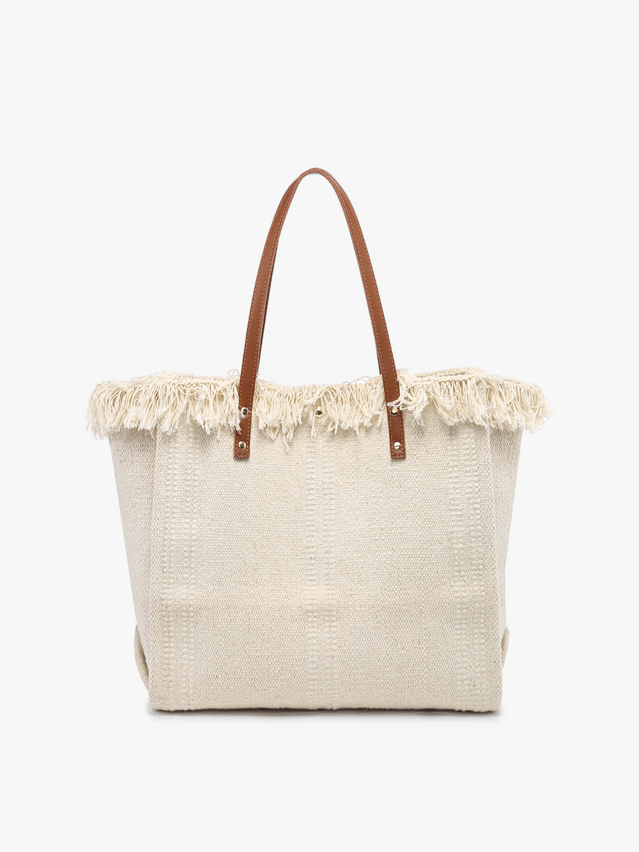 Madison Woven Tote in Natural - Jen & Co. vegan handbag