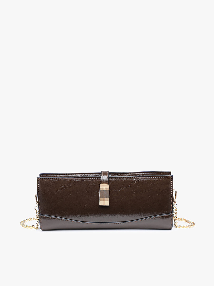 Paige Vegan Clutch Chocolate - Jen & Co. vegan handbag