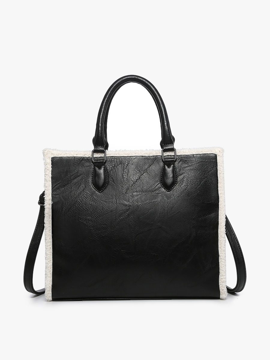Bevin Vegan Sherpa Trim Tote