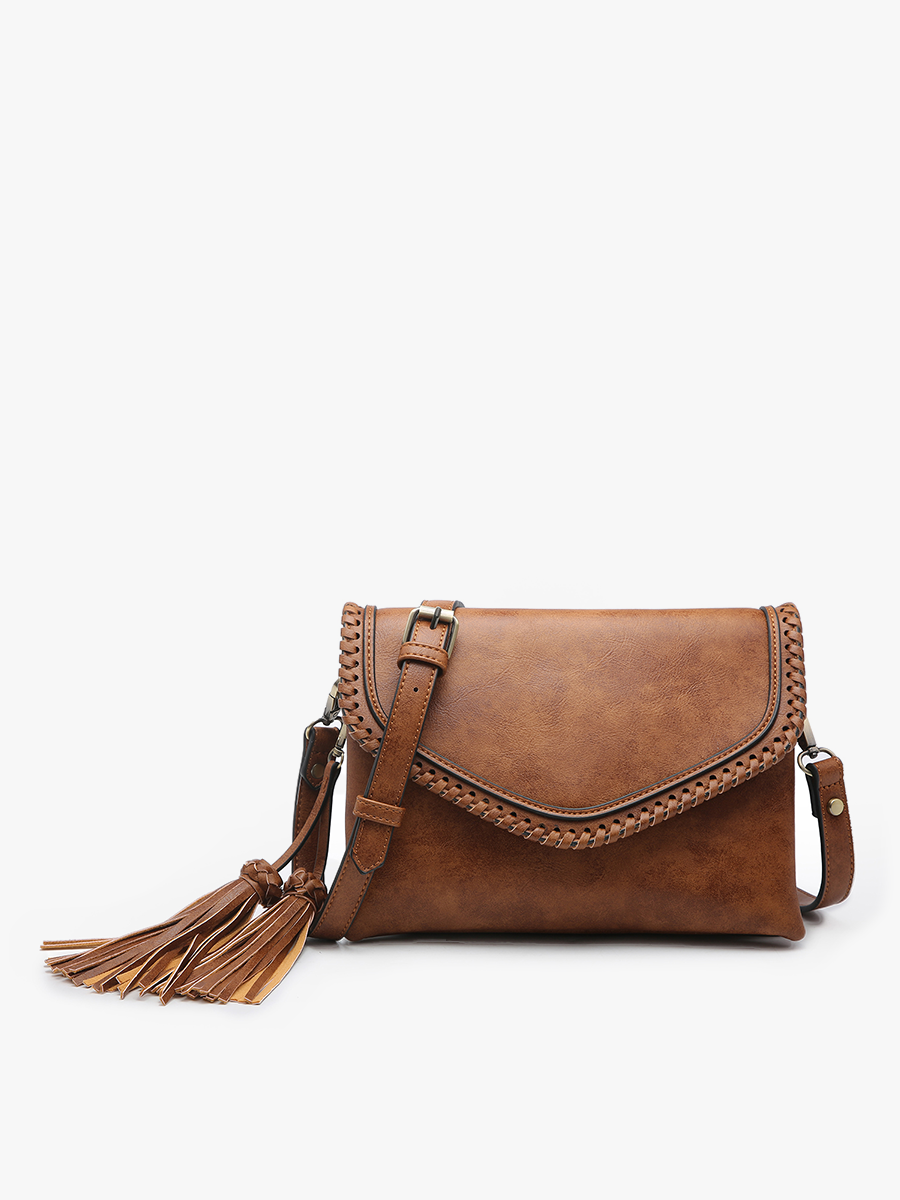 Sloane Vegan Crossbody in Brown - Jen & Co. vegan handbag