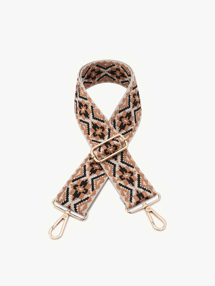 Tribal Guitar Strap Black Orange - Jen & Co. vegan handbag