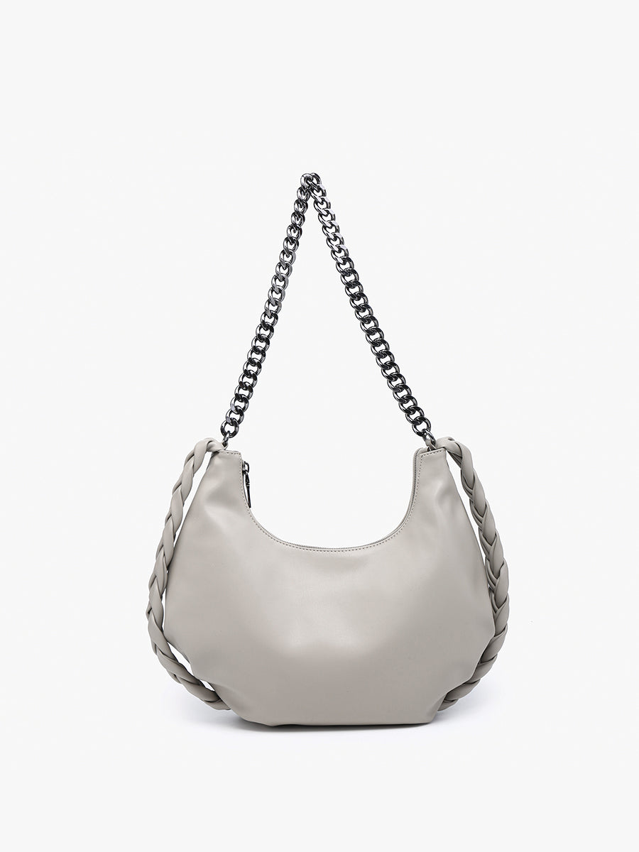 Elliot Vegan Chain Strap Satchel Grey - Jen & Co. vegan handbag