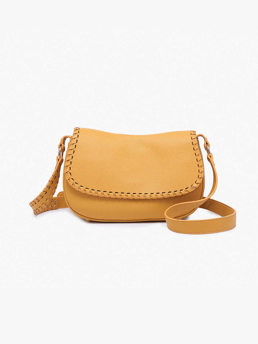 Daia Vegan Whipstitch Crossbody Lt. Mustard - Jen & Co. vegan handbag
