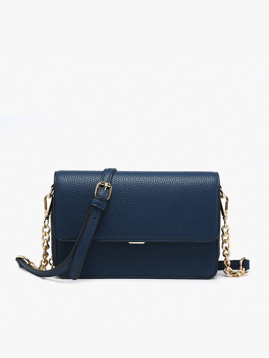 Lauryn Vegan Push-Lock Crossbody Navy - Jen & Co. vegan handbag