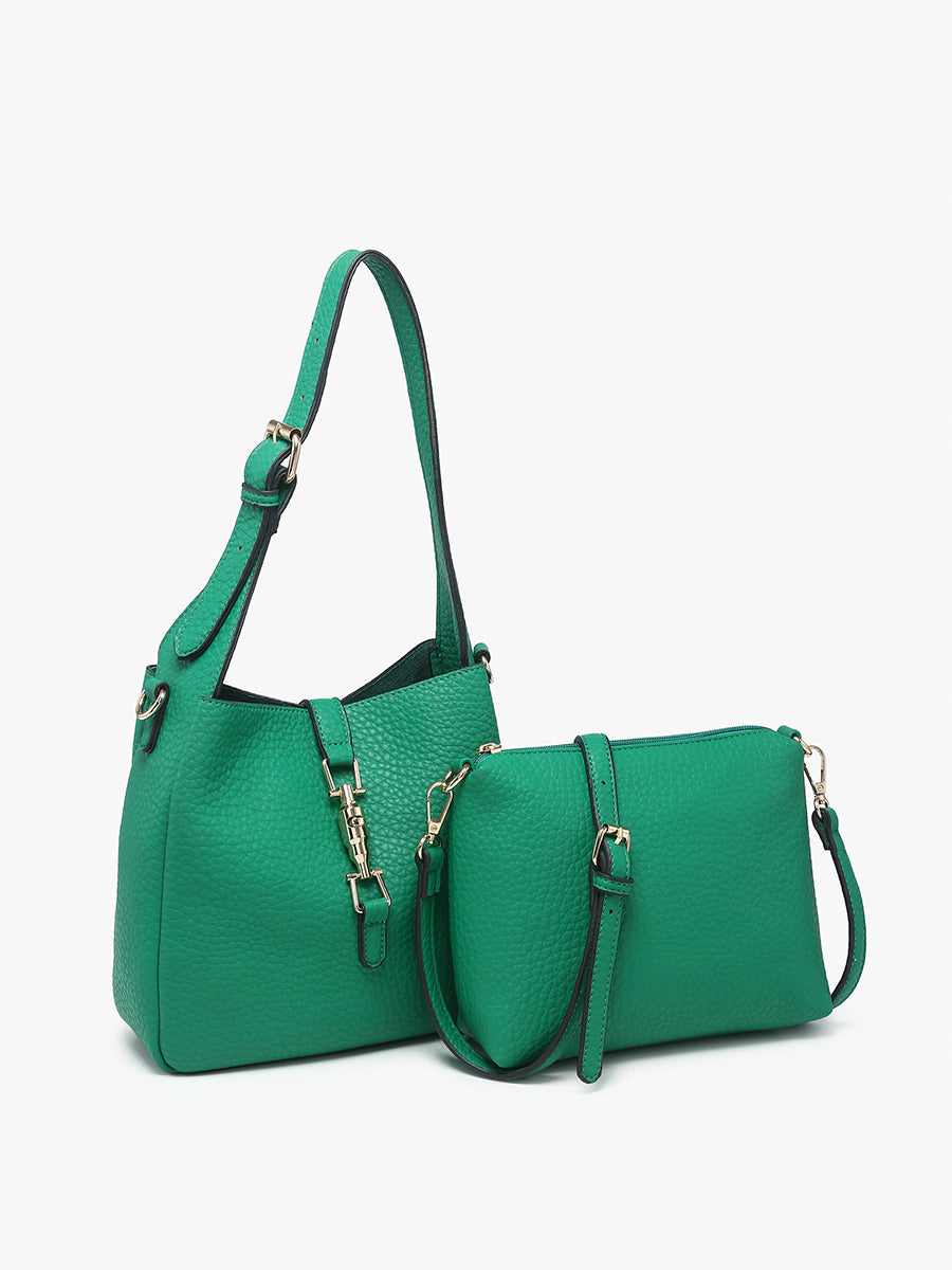 Agnes Vegan Press-Lock Satchel in - Jen & Co. vegan handbag
