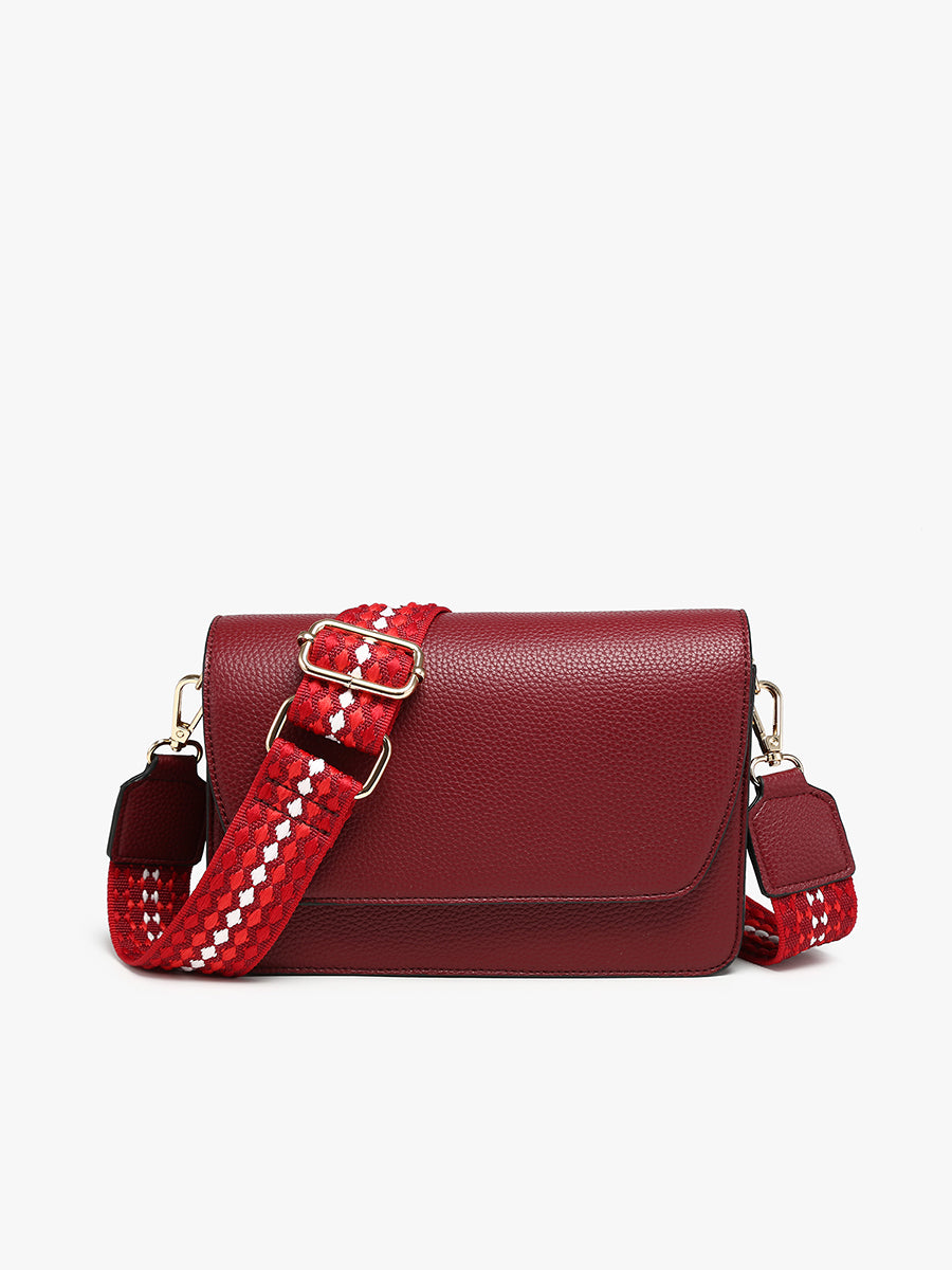 Noah Vegan Guitar Strap Crossbody Wine - Jen & Co. vegan handbag