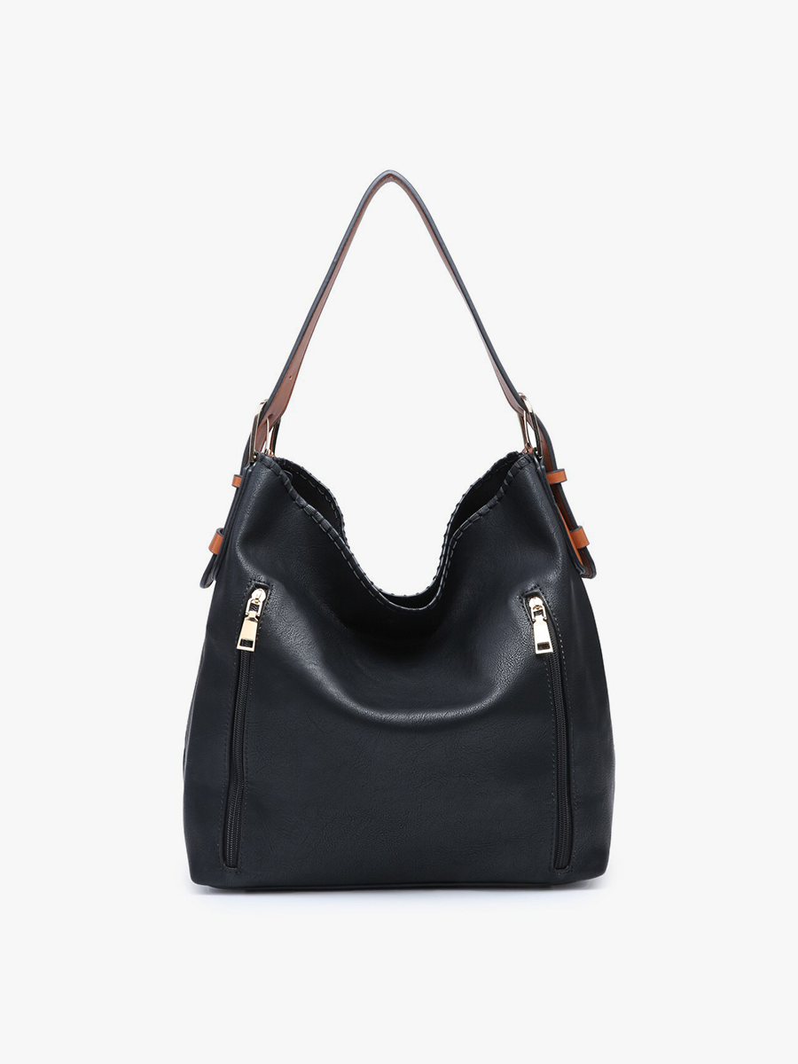 Alexa Vegan Hobo in Black - Jen & Co. vegan handbag