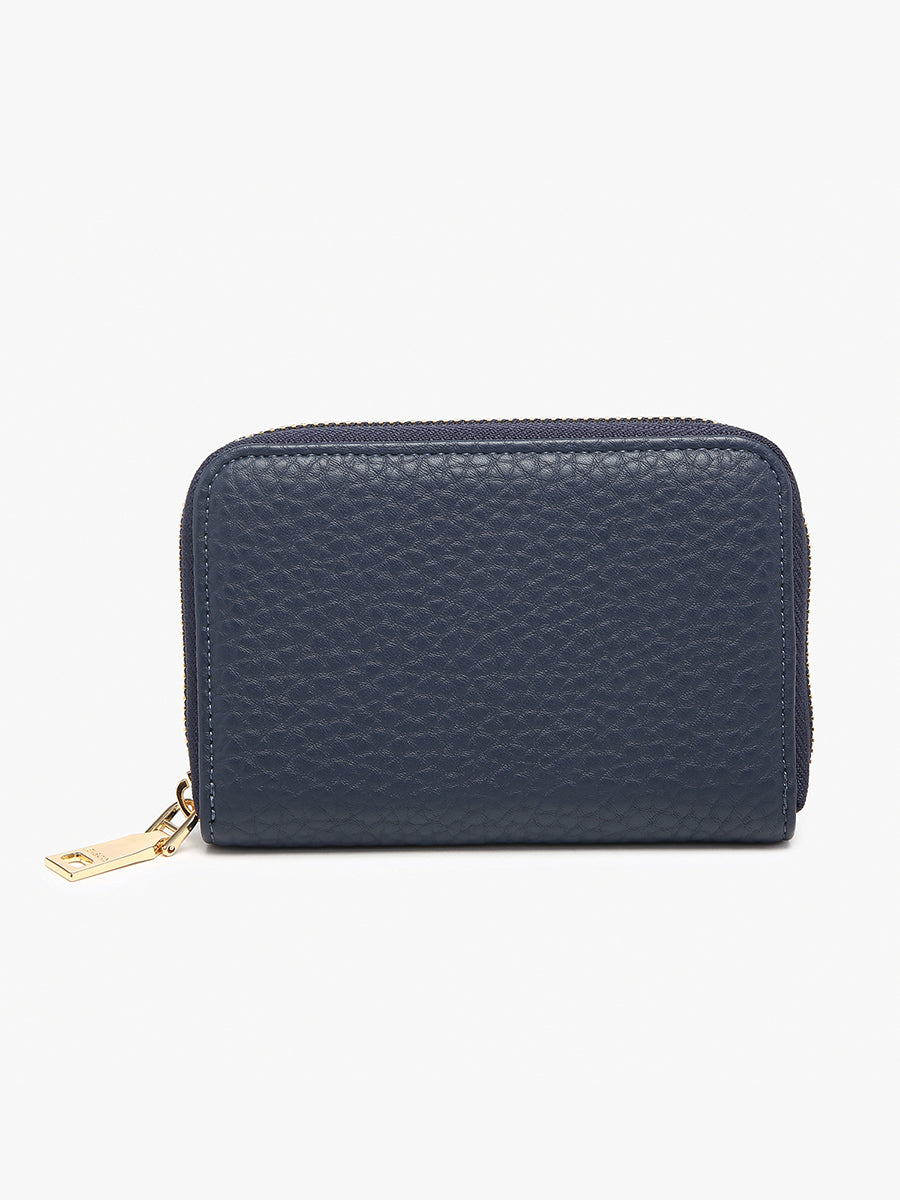 Alessia Vegan Zip-Around Wallet in Navy - Jen & Co. vegan handbag