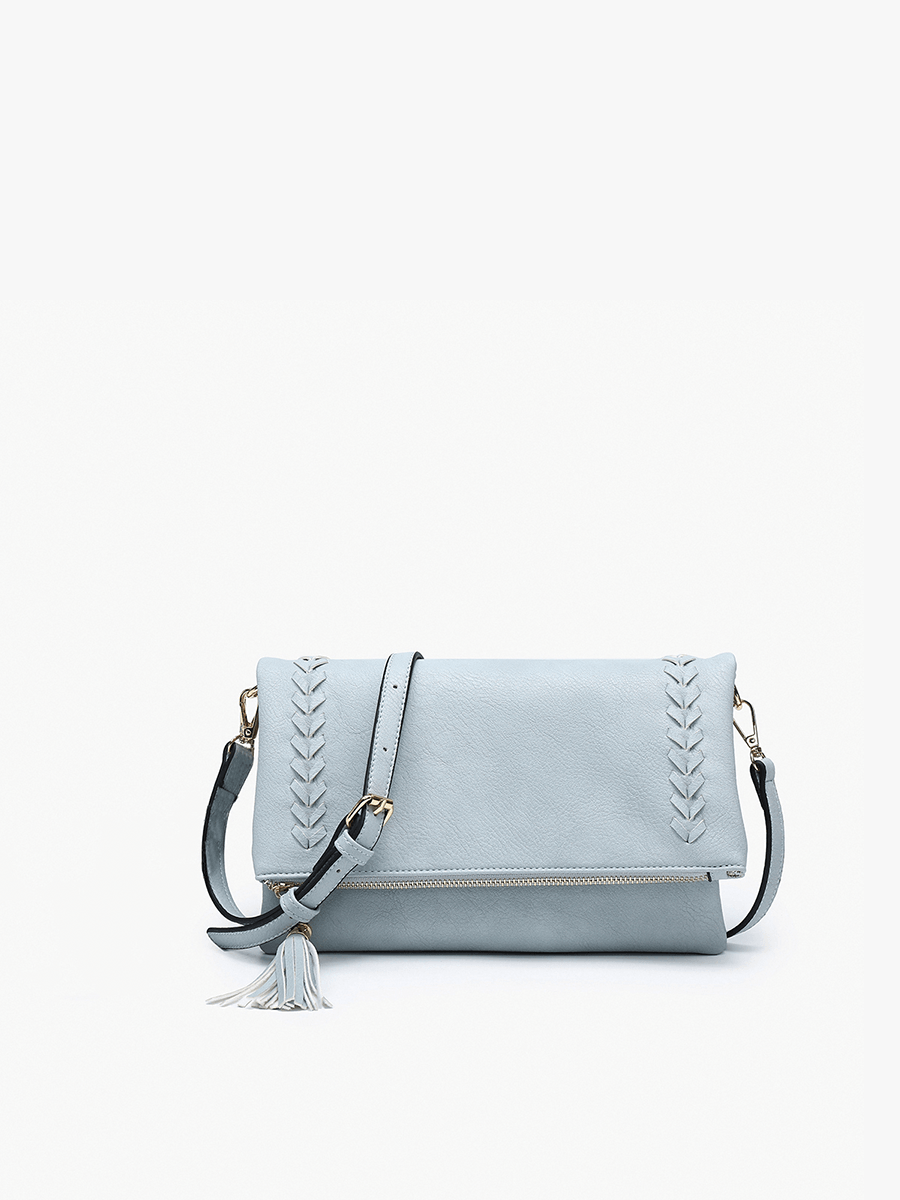 Isadora Vegan Dist Whipstitch Crossbody Dusty Blue - Jen & Co. vegan handbag