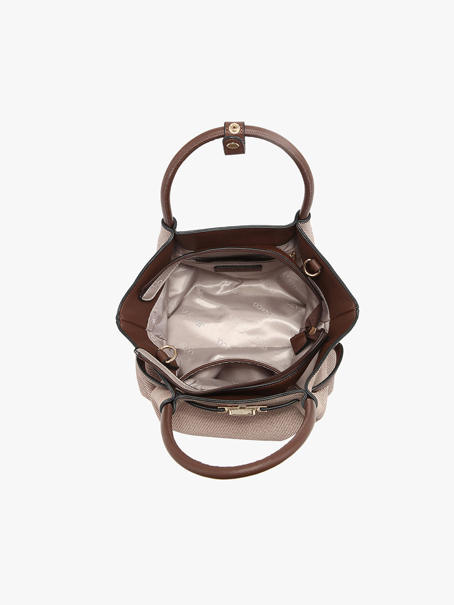 Lucia Faux Suede Satchel - Jen & Co. vegan handbag