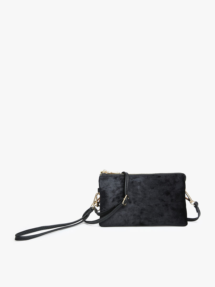 Riley Velvet Crossbody Black - Jen & Co. vegan handbag