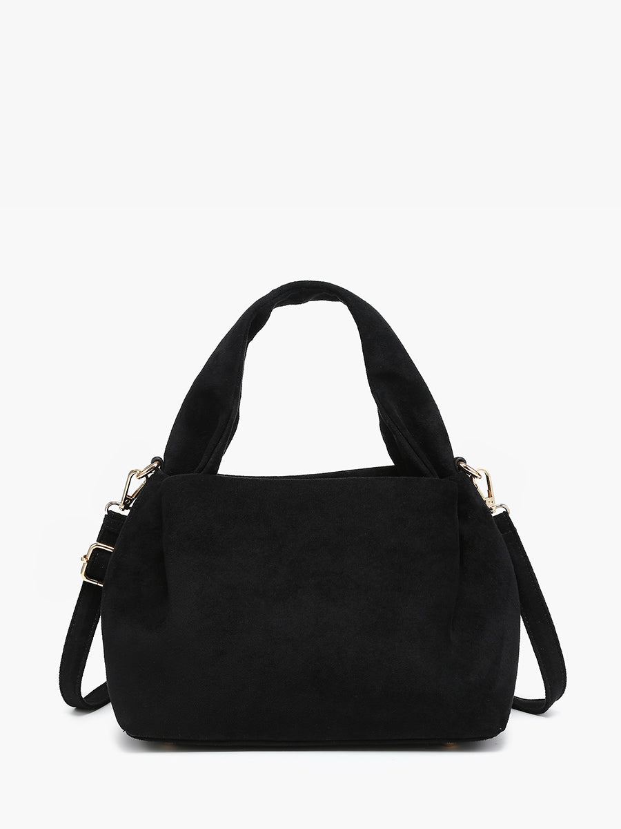 Lia Vegan Suede Satchel Black - Jen & Co. vegan handbag