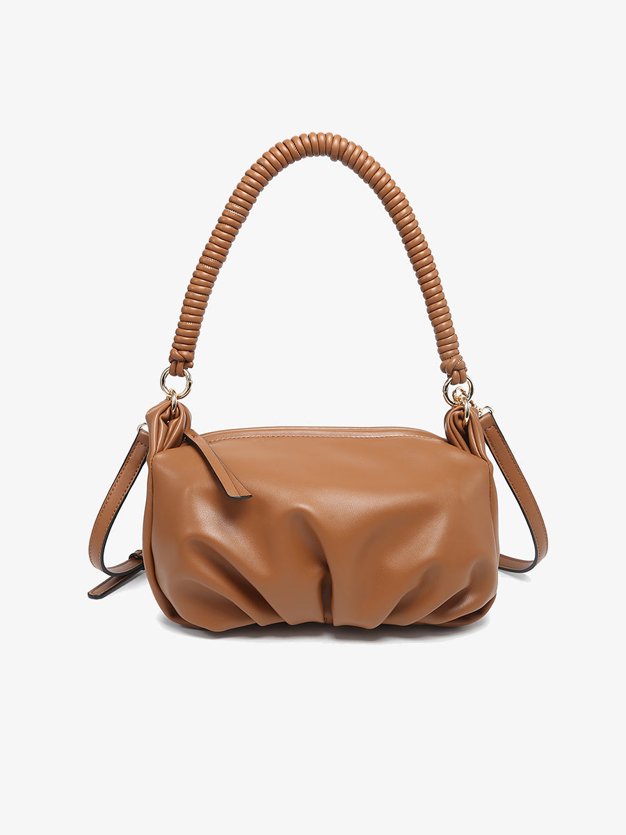 Ophelia Vegan Ruched Shoulder Bag Brown - Jen & Co. vegan handbag