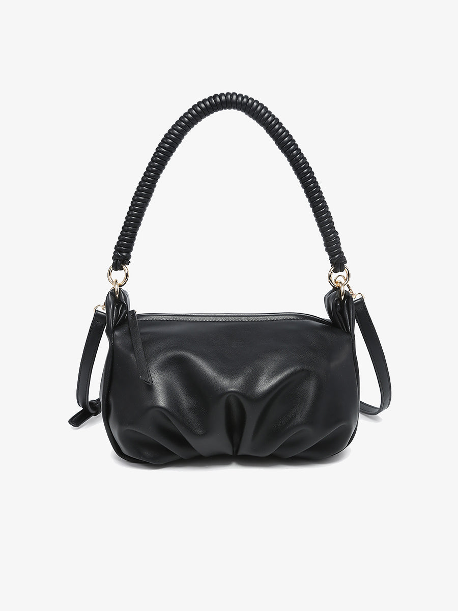 Ophelia Vegan Ruched Shoulder Bag Black - Jen & Co. vegan handbag