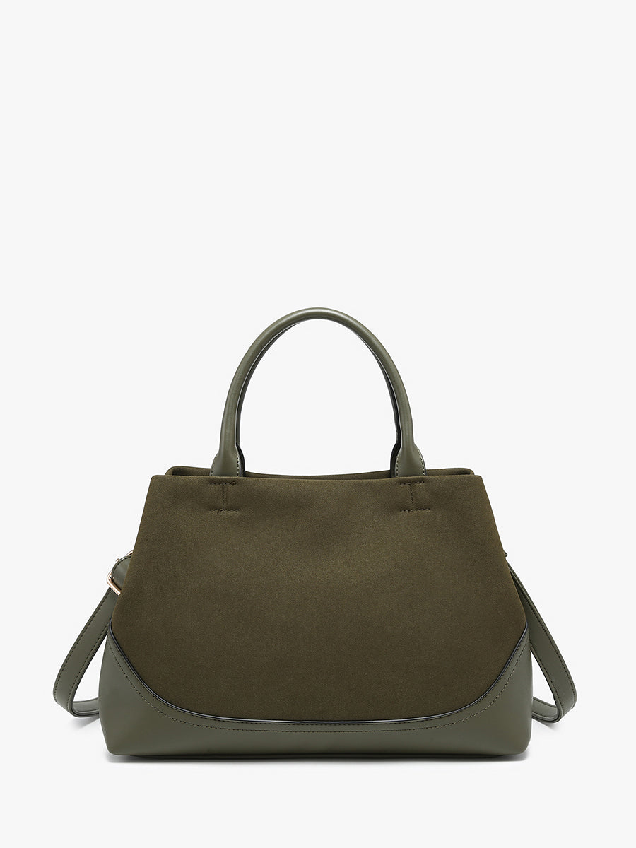 Ximena Vegan Suede Satchel Olive - Jen & Co. vegan handbag