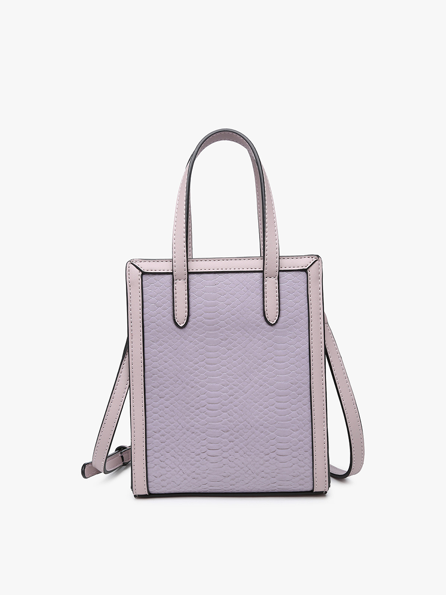 Emmie Vegan Snake Rectangular Satchel Lilac - Jen & Co. vegan handbag