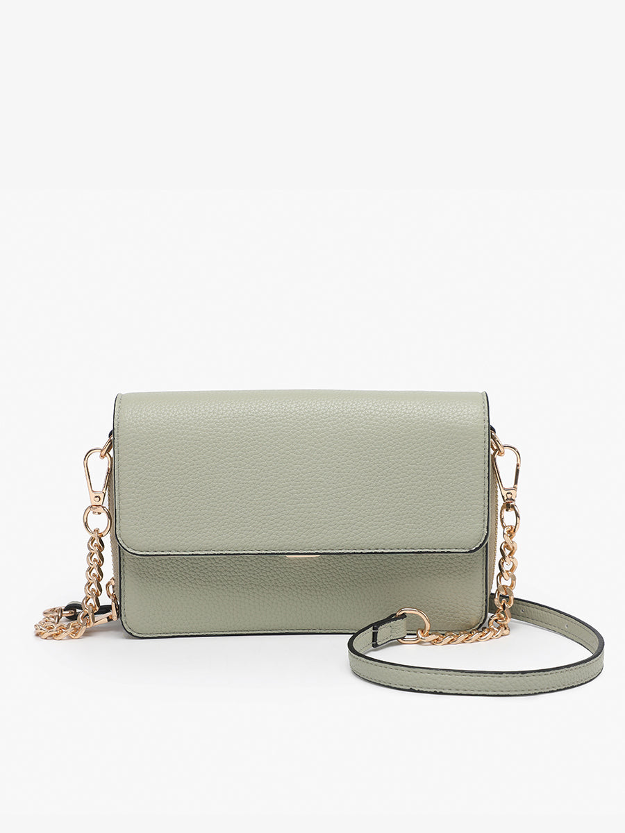 Lauryn Vegan Push-Lock Crossbody Lt. Sage - Jen & Co. vegan handbag