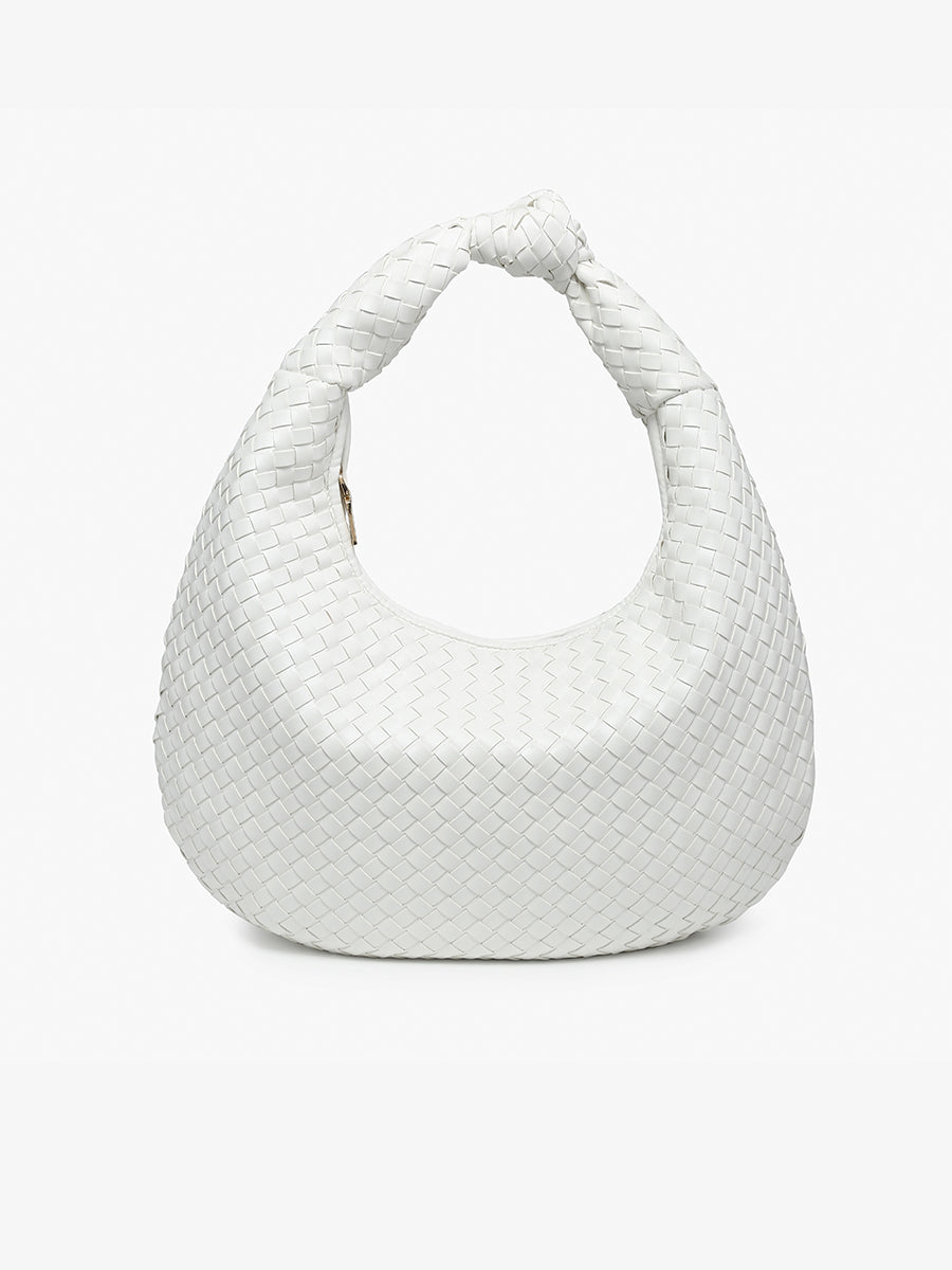 Valentina Vegan Woven Hobo White - Jen & Co. vegan handbag
