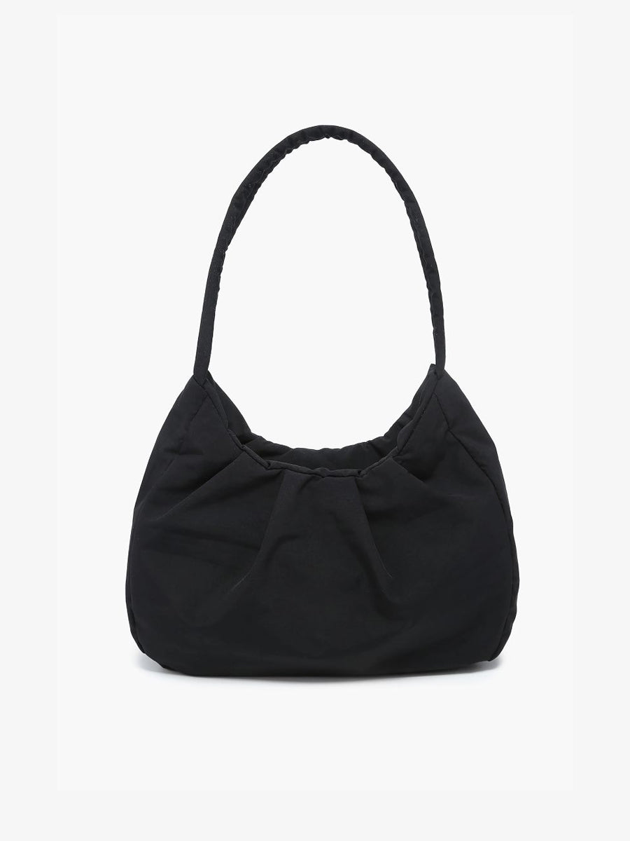 Minnie Nylon Shoulder Bag Black - Jen & Co. vegan handbag