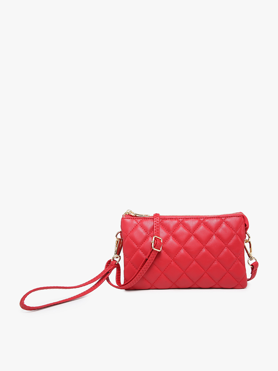 Riley Quilted Wristlet Crossbody Red