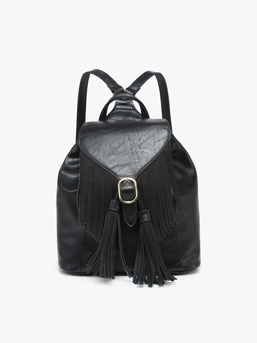Jewel Vegan Bucket Backpack in Black - Jen & Co. vegan handbag