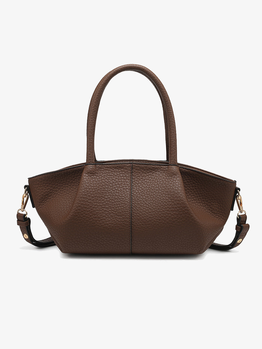 Karen Vegan Pleated Satchel Dark Brown - Jen & Co. vegan handbag