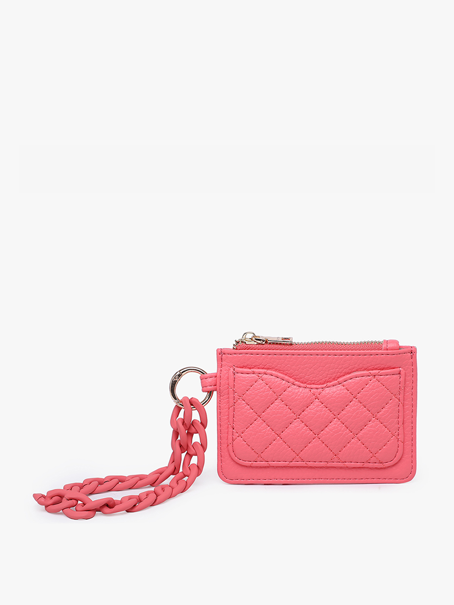 Rhodes Vegan Quilted Bangle in Coral Pink - Jen & Co. vegan handbag