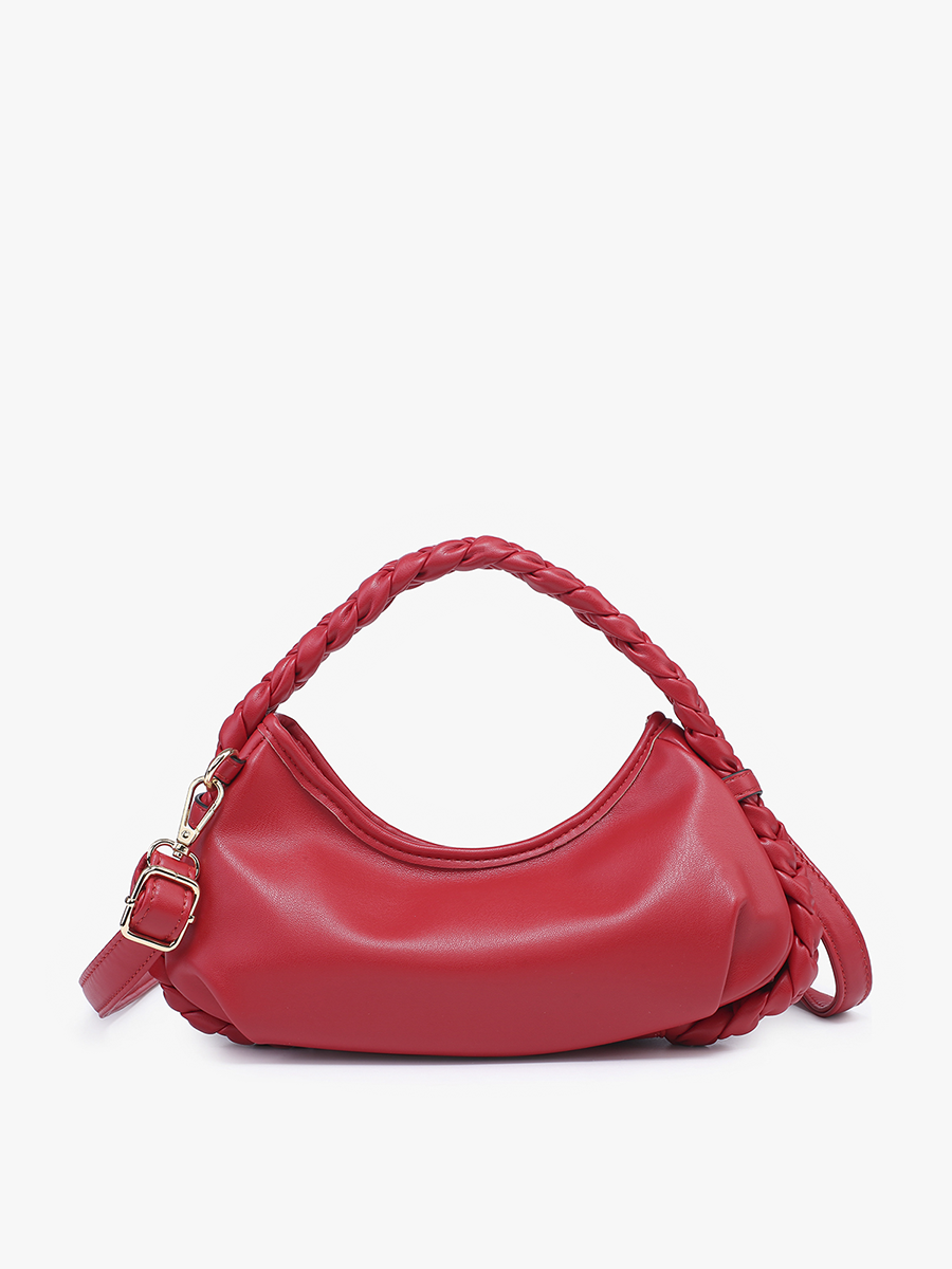 Juliette Vegan Half-Moon Bag Red - Jen & Co. vegan handbag